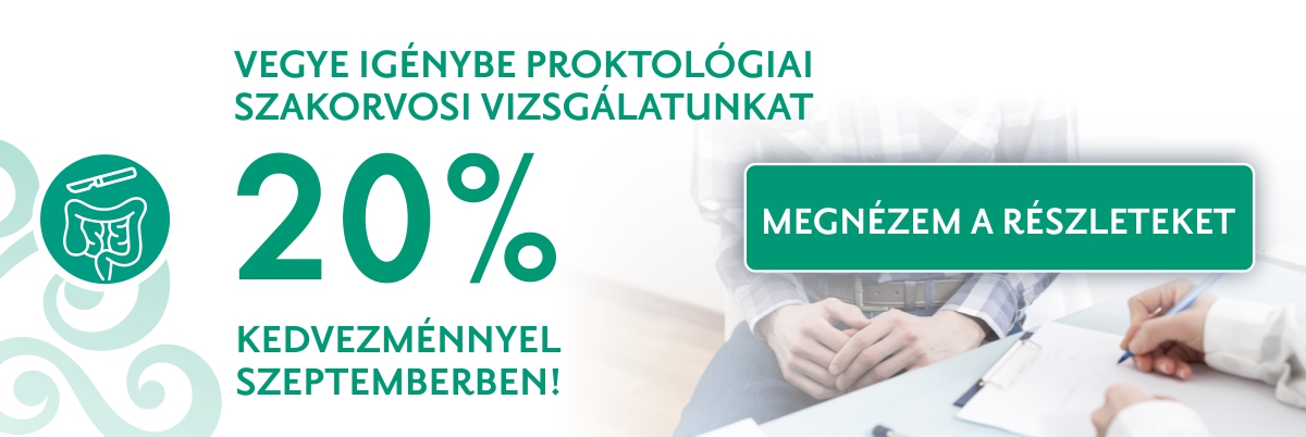 20% kedvezmény proktológiai szakorvosi vizsgálat árából