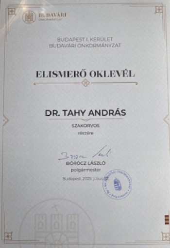 Elismerésben részesült Dr. Tahy András, egészségközpontunk szülész-nőgyógyásza