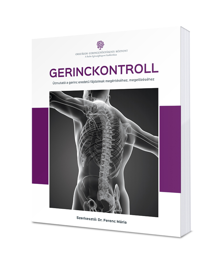 Gerinckontroll-Útmutató a gerinc eredetű fájdalmak megértéséhez, megelőzéséhez című könyv borítója.